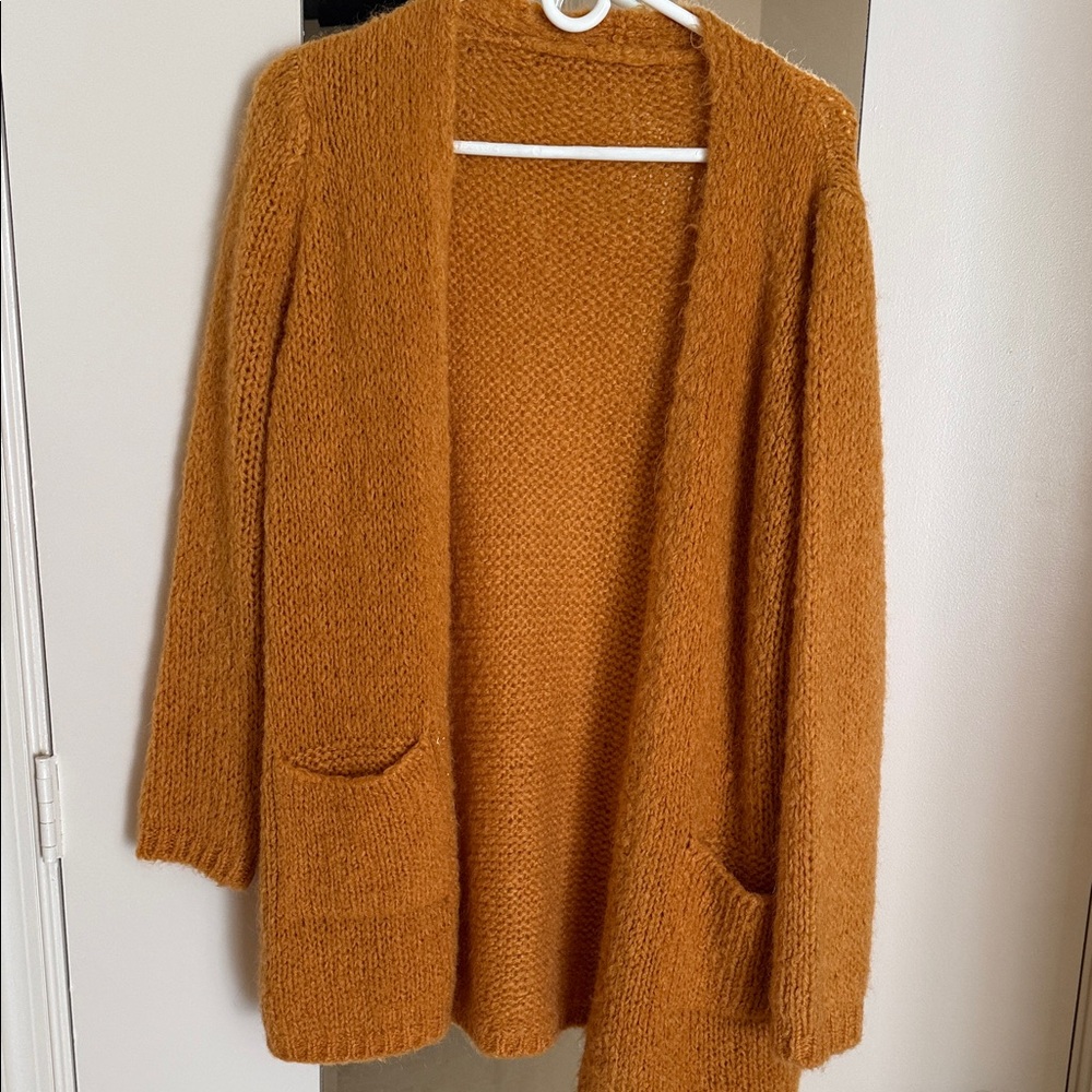 Warm Amber Open-Front Cardigan